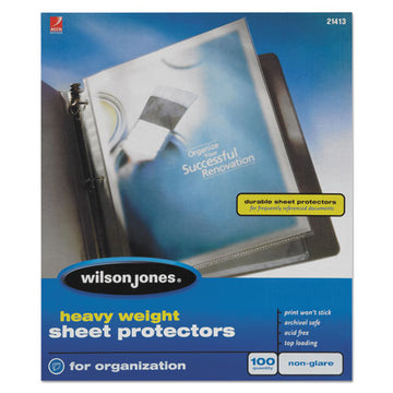 Wilson Jones® Heavyweight Top-loading Sheet Protectors, Nonglare Finish, Letter, 100-box freeshipping - TVN Wholesale
